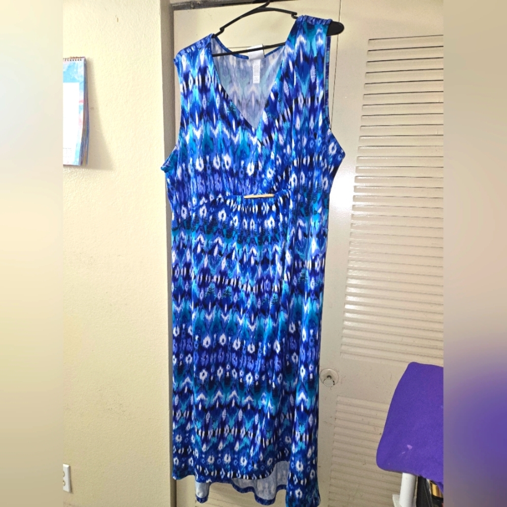 Just My Size Blue Ruched Midi Sundress